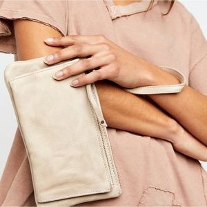 NWT FP Lola Leather Pouch wristlet cream gift